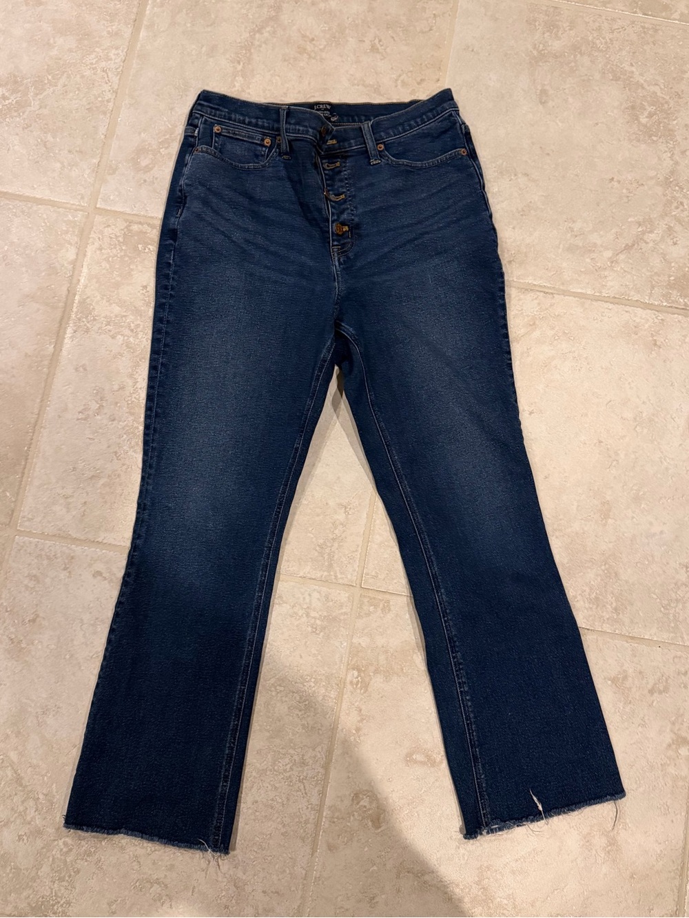 J. Crew High Rise Flare Crop Jeans With Button Fly Size 30 Tall KD